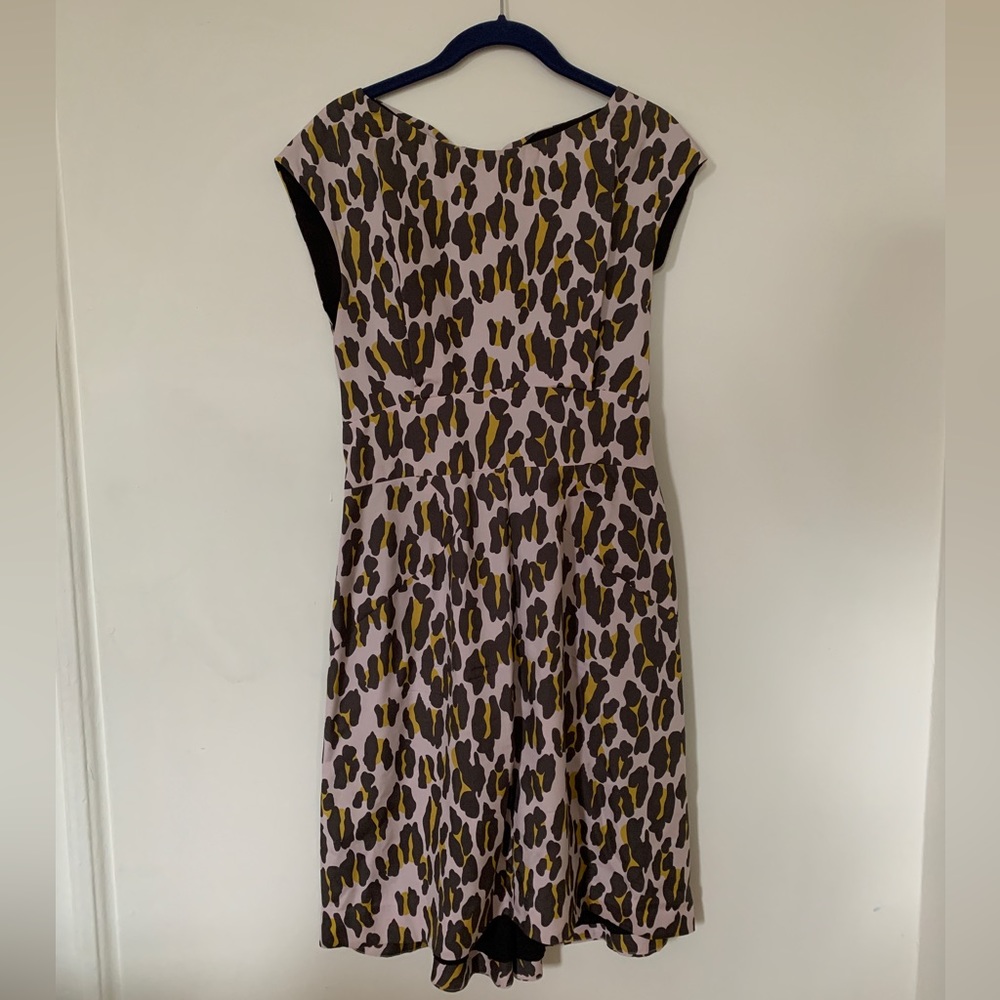 Rachel Comey silk leopard print dress, back cutout, size M